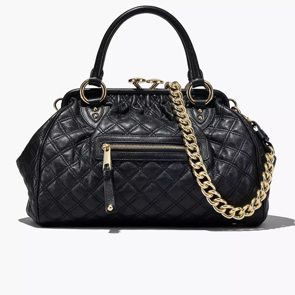 Vintage Marc Jacobs Black Quilted Leather‎ Stam Satchel Authentic